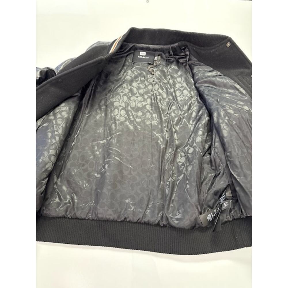 Coach Varsity Bomber Jacket Snap Button Front Logo Patch Black/Gray Mens Size XL - Picture 12 of 16